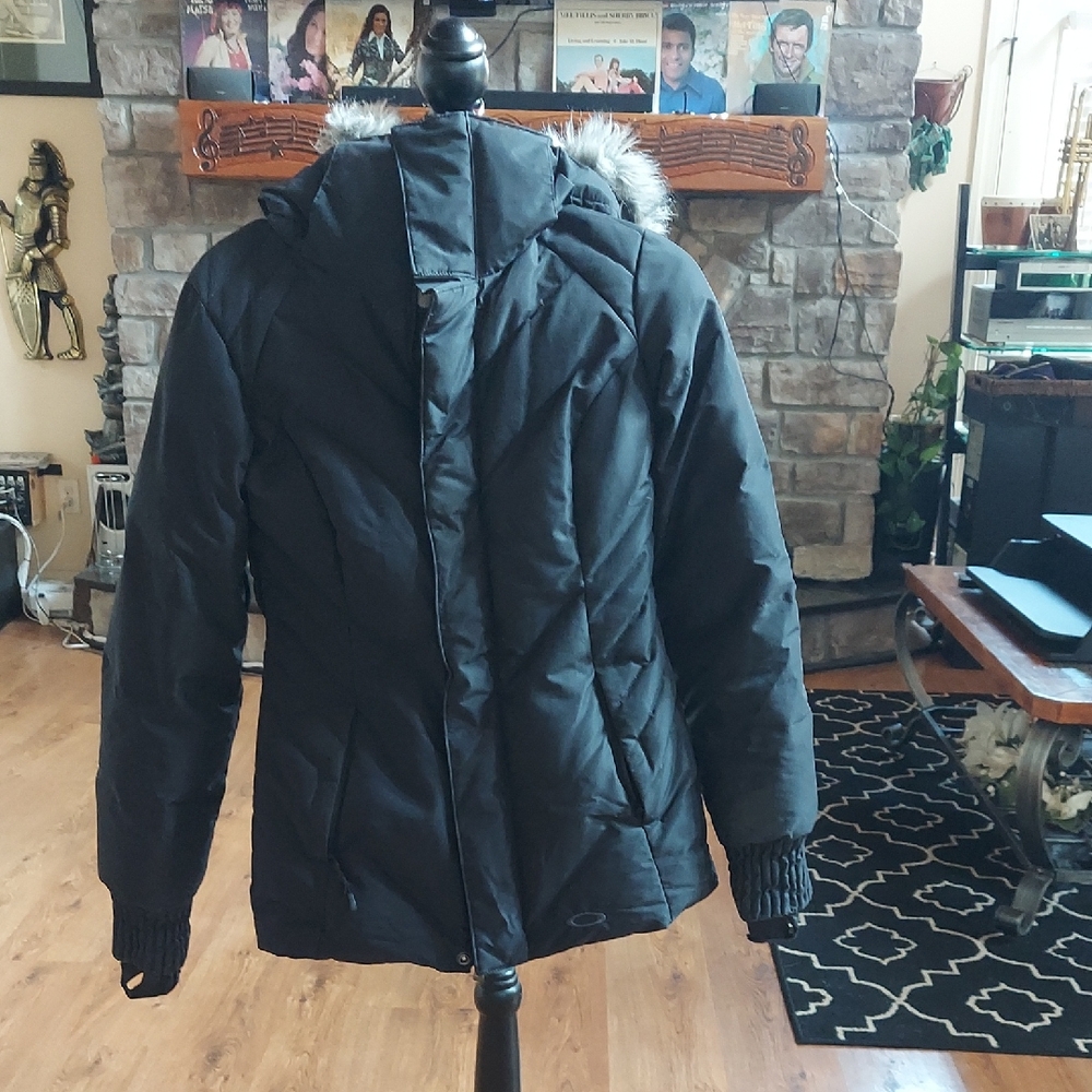 Oakley Women's Black Puffer Jacket with Fur Trim